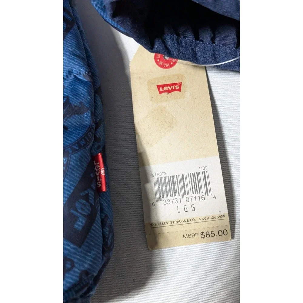 LEVIS Boys Large (12-13 Yrs) Blue Colorblock Zip Logo Hooded Puffer Jacket NEW‎